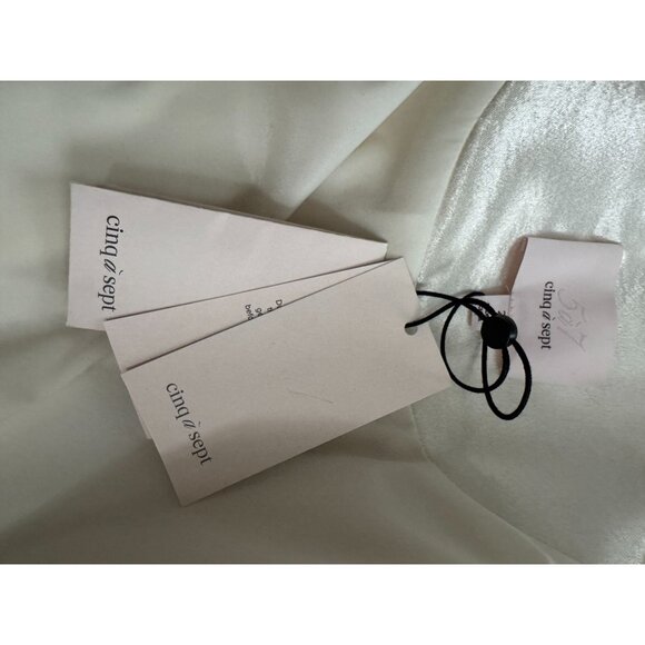 NWT Cinq a Sept Kylie Scrunched-Sleeve Satin Blazer Ivory Size 2 One-Button Jack - Picture 5 of 5